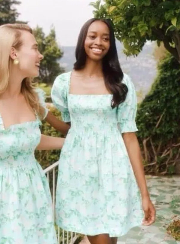 NWT Hill House Home The Elizabeth Nap Dress - Blue Roses Poplin - Image 2