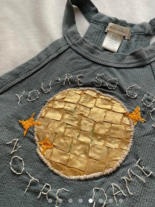 Bozzolo dark gray and gold Notre Dame Disco Ball tank top - Image 5