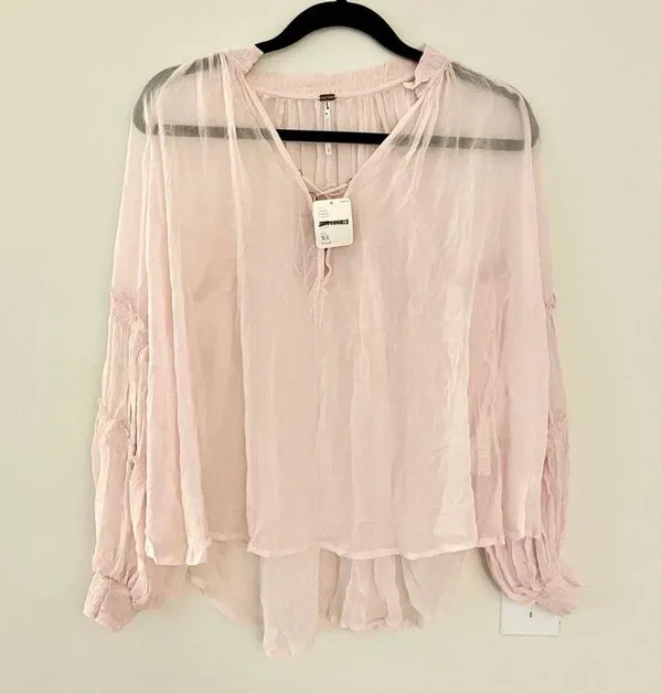 Free People lace up sheer blouse - Image 2