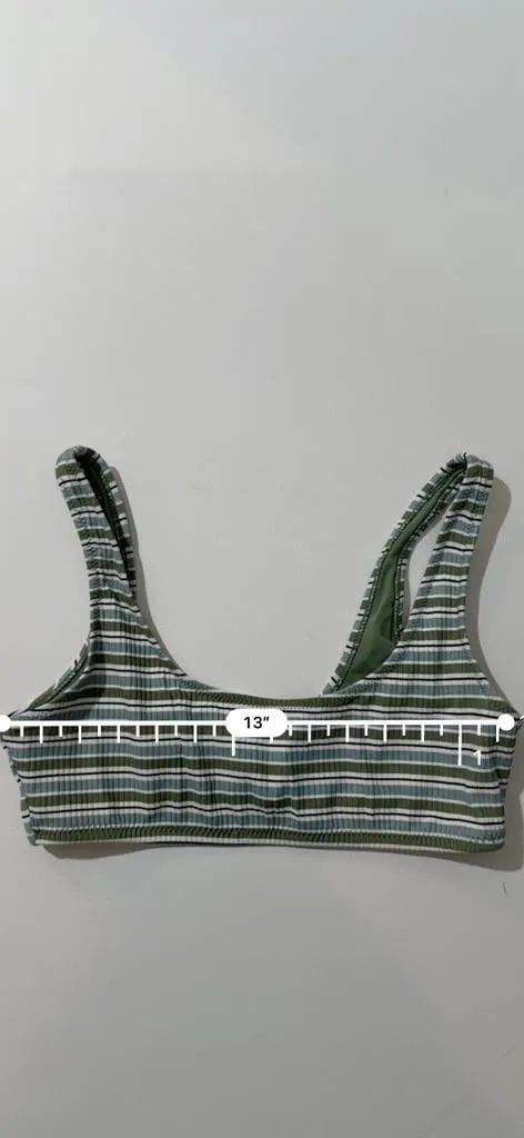 L.A. Hearts PacSun Ribbed Green Blue Striped Scoop Neck Bikini Top - Image 4