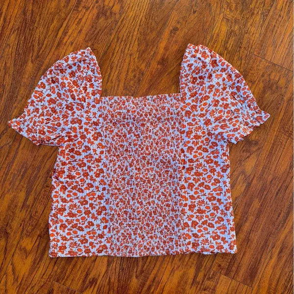 NWOT Madewell Button-Front Smocked-Back Top in Piccola Floral 8 Medium - Image 6