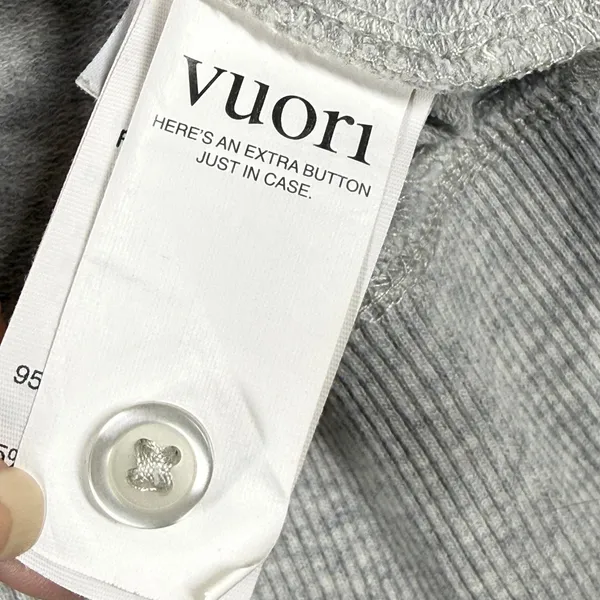 Vuori Womens Henley Pullover Sweatshirt Light Gray Organic Cotton VW296 Large - Image 7