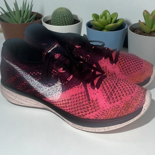 Nike Lunarlon Running Shoes Women's Sneakers Athletic‎ Pink Black Size 7 - Image 4