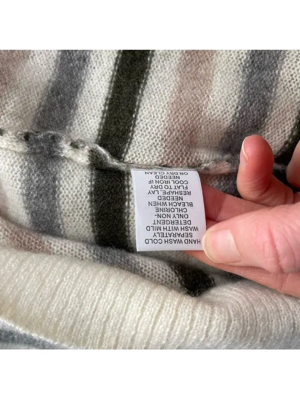 41 Hawthorn 100% Cashmere Striped Scoop Neck Sweater Size XXL Luxury Plus Size - Image 6