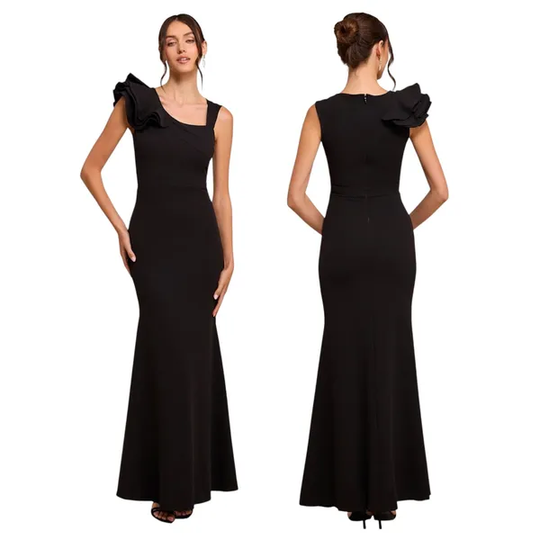 Lulus Lucette Black Sleeveless Ruffled Mermaid Maxi Dress size S NWT - Image 2