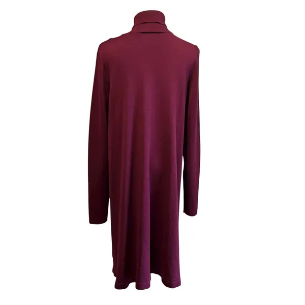 AGB Knit Sweater Dress Burgundy SZ XL Midi Turtle Neck Long Sleeve Minimalist - Image 7