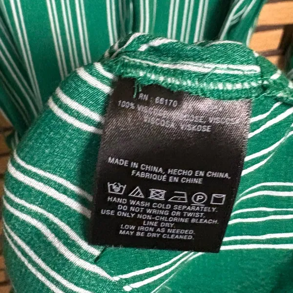 Maeve Green And White Stripe Button‎ Front Midi Dress Size 6 - Image 9