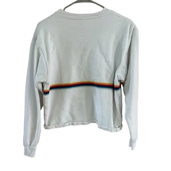 Brandy Melville John Galt White Rainbow Stripe Sweatshirt OS - Image 3
