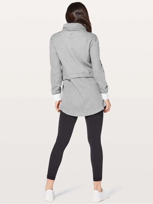 Lululemon‎ Light As Warmth Jacket Womens 6 Heather Gray White Full Zip - Image 2