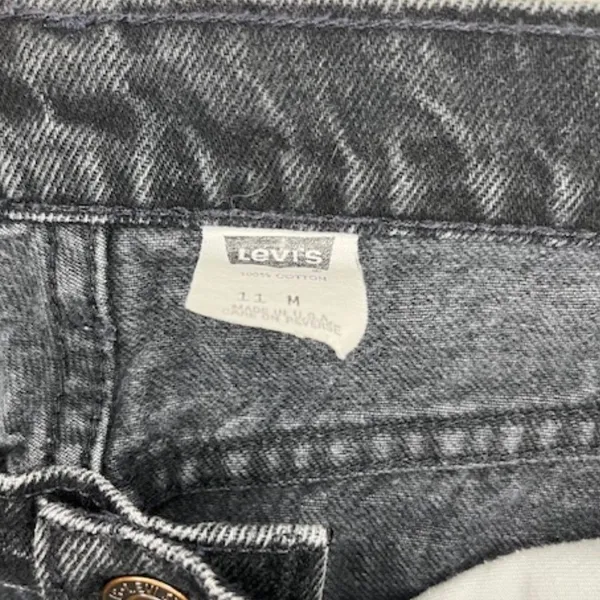 Vintage Levis 512 Slim Fit Tapered Leg Black‎ Acid Wash Jeans 11 M Made in USA - Image 3