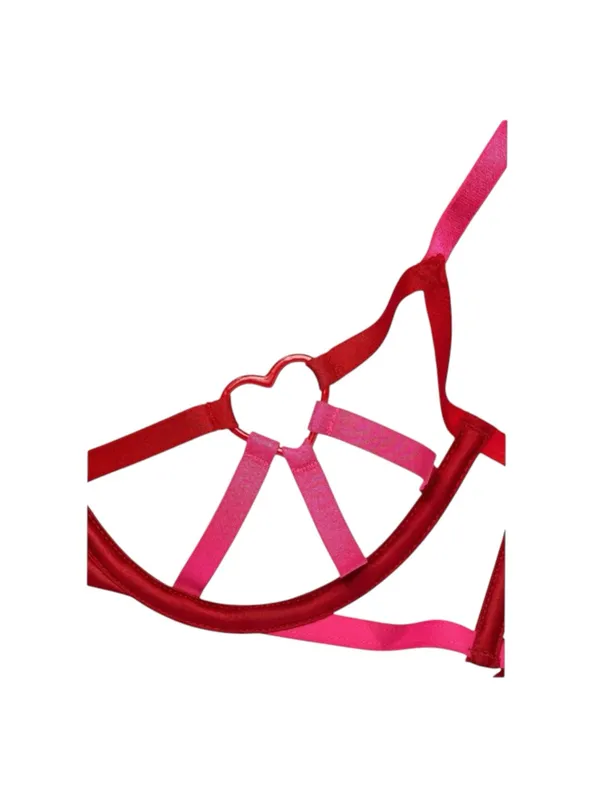 new Victoria's Secret ❤︎︎ Open Cup Strappy Demi Bra ❤︎︎ Pink Red ❤︎︎ Small DD - Image 4
