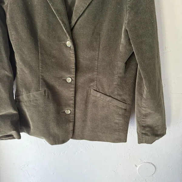 LL Bean Blazer Womens 10 Regular Brown Corduroy Stretch Classic Jacket‎ Pockets - Image 3