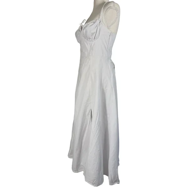 Haute Monde Maxi Dress Womens L White Corset Lace Up Back Slit Boho Bridal - Image 15