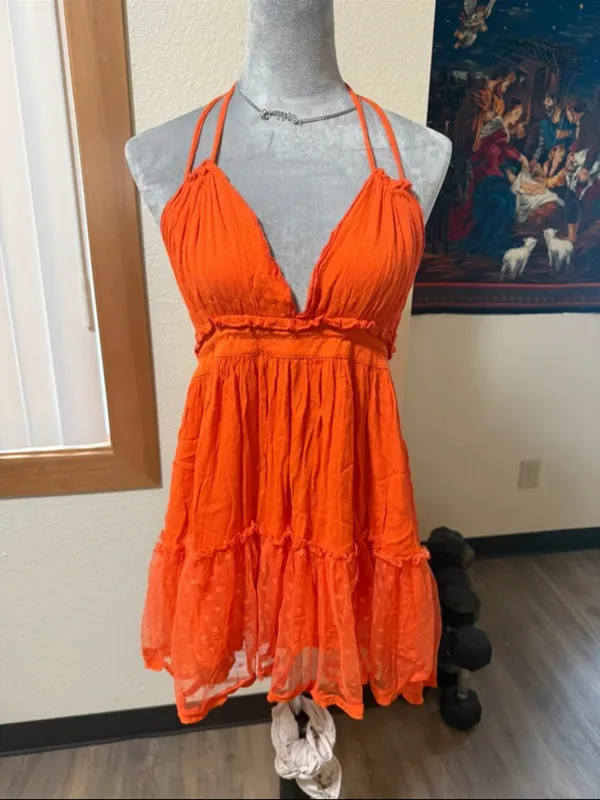 R.Vivimos Womens Summer Halter Deep V-Neck Mini Dress college gameday football M - Image 5