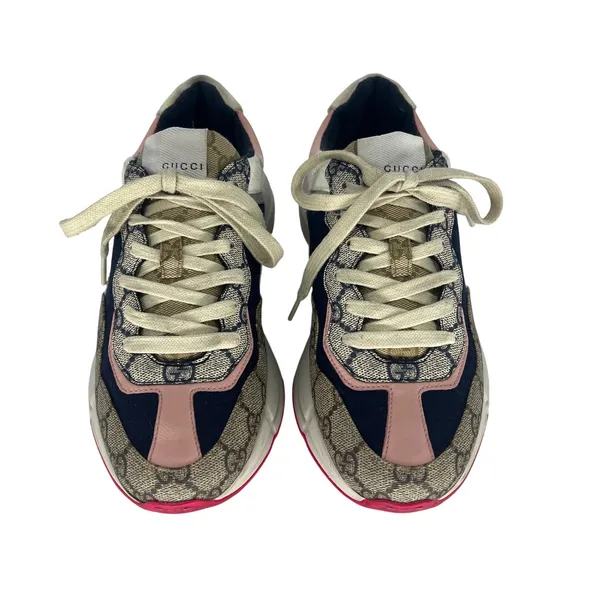 Gucci GG Rhyton Sneakers GG Supreme Canvas Pink Blue Size‎ 38 - Image 7