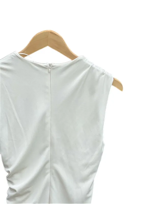 Zara Cream Sleeveless Ruched Mini Dress - Image 11