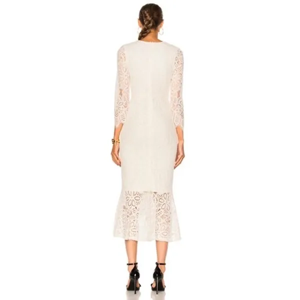 ALEXIS Nadege Lace Midi Mermaid Dress Off White Bridal Women Elegant size small - Image 6