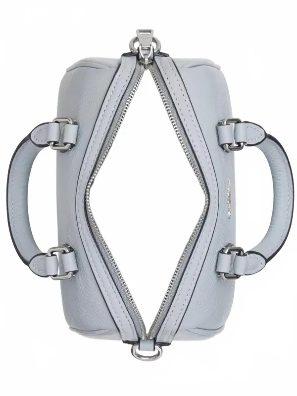 Coach Mini Rowan Crossbody Bag With Charms Pebbled Leather/Silver/Ice Blue NEW - Image 6