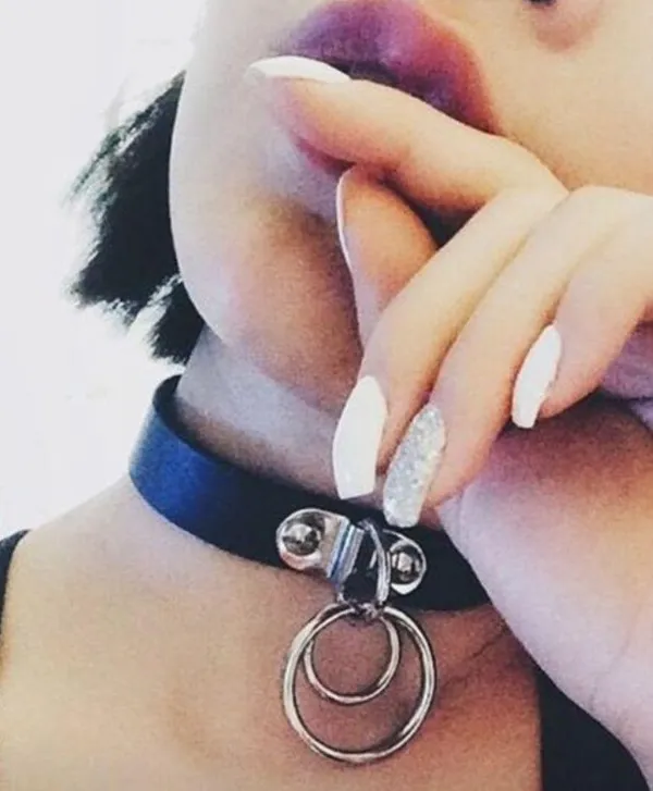 Black O Ring Leather Collar Chocker Punk Necklace - Image 6