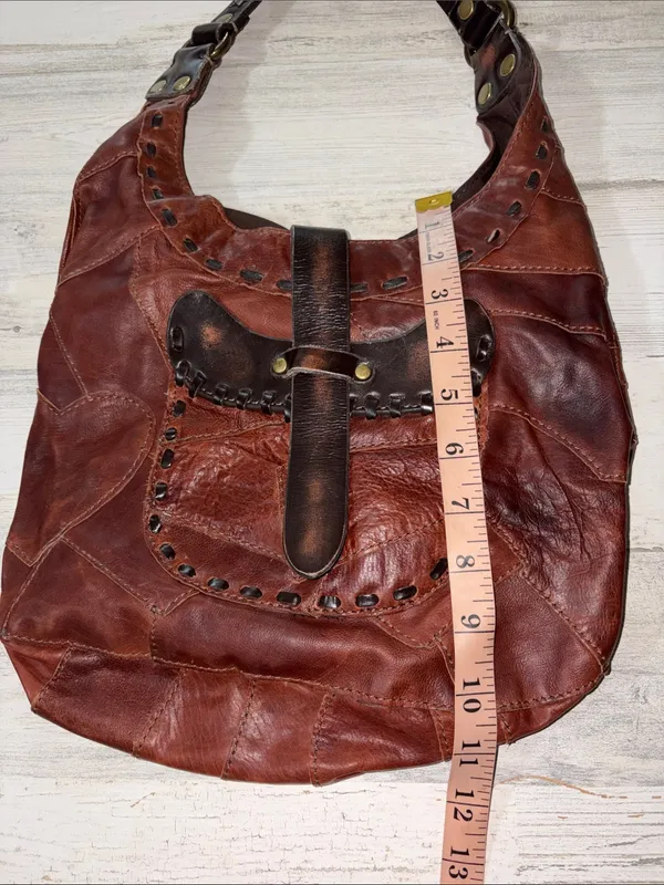 Lucky Brand Distressed Brown Leather Shoulder Hobo Vintage - Image 11