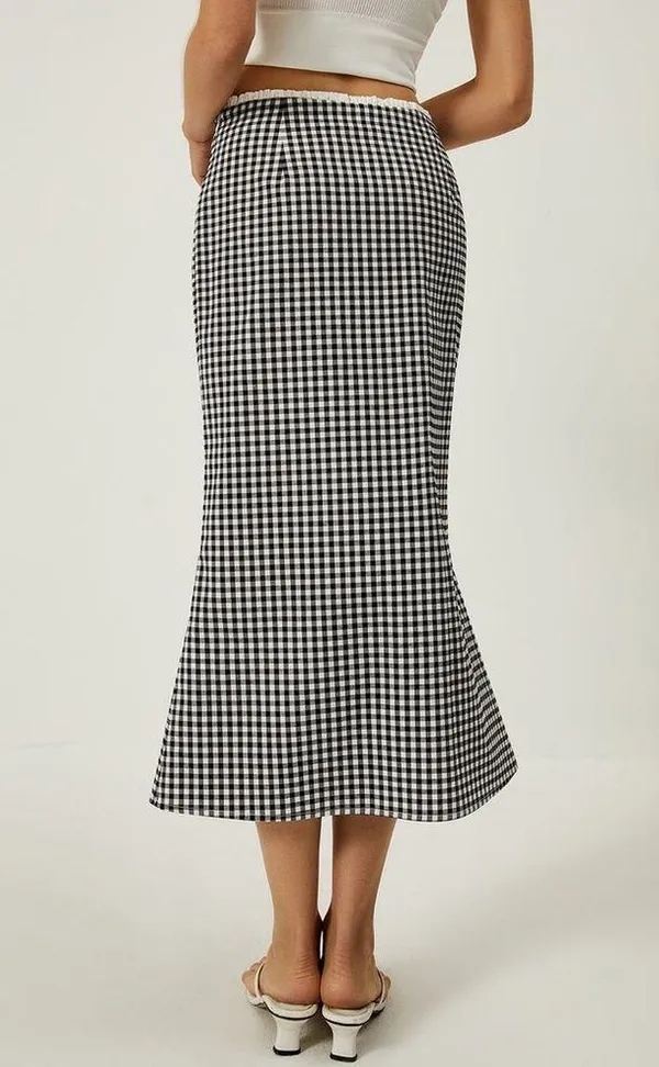 COMMENSE | Plaid Print Mermaid | Size: Medium Black - Image 2