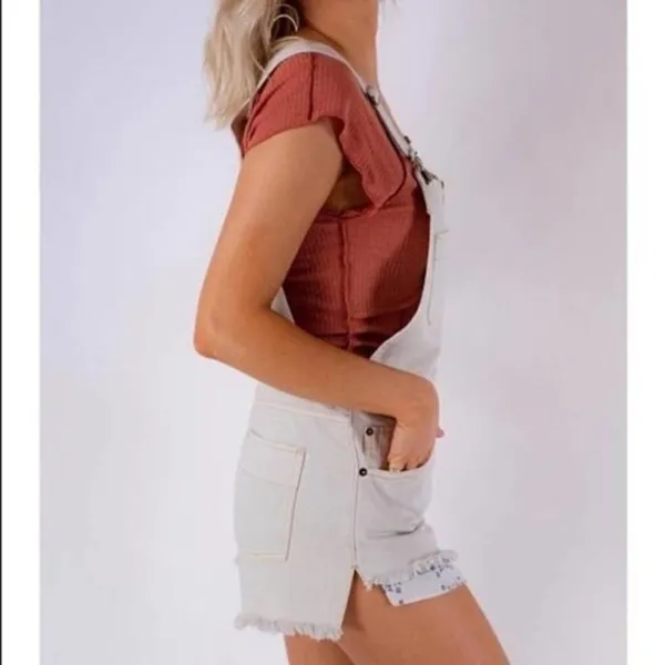 ✨ White Sunkissed Denim Overalls Romper/Jumpsuit✨ - Image 11