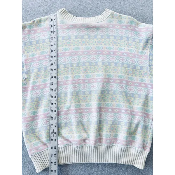 Vintage American Sportif Adult Small Sweatshirt Geometric Retro Pattern Pastel - Image 7
