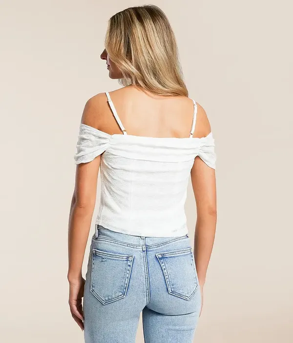 Willow & Root Floral Lace Cold Shoulder Top - Image 3