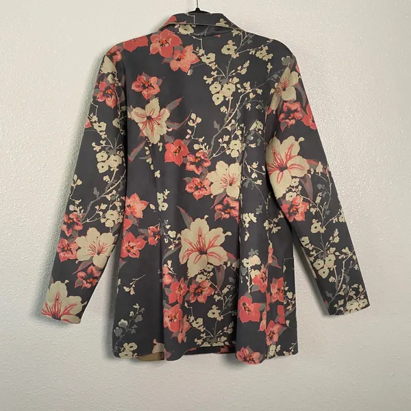 Floral‎ Vegan Suede Jacket L Bohemian Boho Chic Artsy Whimsigoth Dark Feminine - Image 2