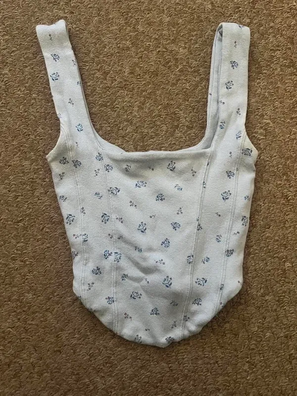 Cotton On blue corset top with tie on the back #corsettop Very soft and stretchy material Can also fit a S or even M No flaws - Image 3