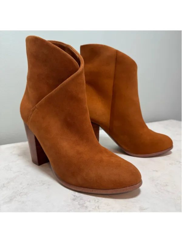 Joe's Jeans Trisha Suede Ankle Boots Brown Stacked Heel Size 7.5 - Image 3