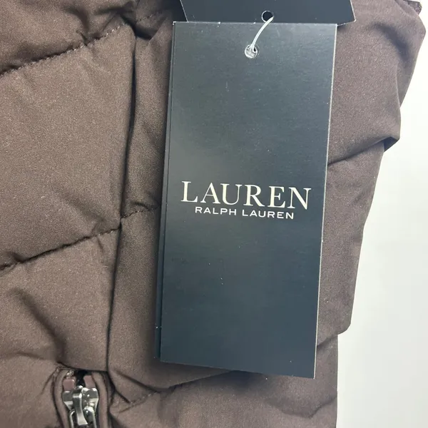 Lauren Ralph Lauren Chocolate Brown Quilted Hooded Puffer Vest Women's Large - Image 6