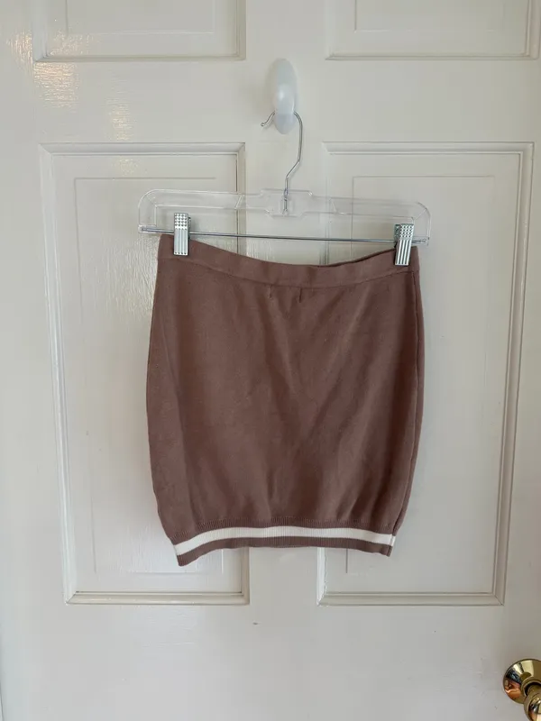superdown Bonnie Varsity Skirt Set in Toast | Size S - Image 10