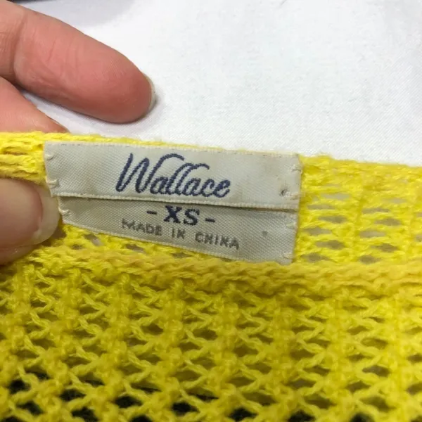 Madewell Wallace Yellow Open Knit Pullover Sweater Womens XS Sheer Florescent - Image 9