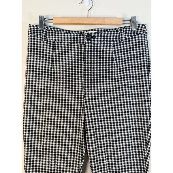 Maeve Anthropologie Gingham Check High‎ Rise Tapered Pants Black White Womens 10 - Image 2