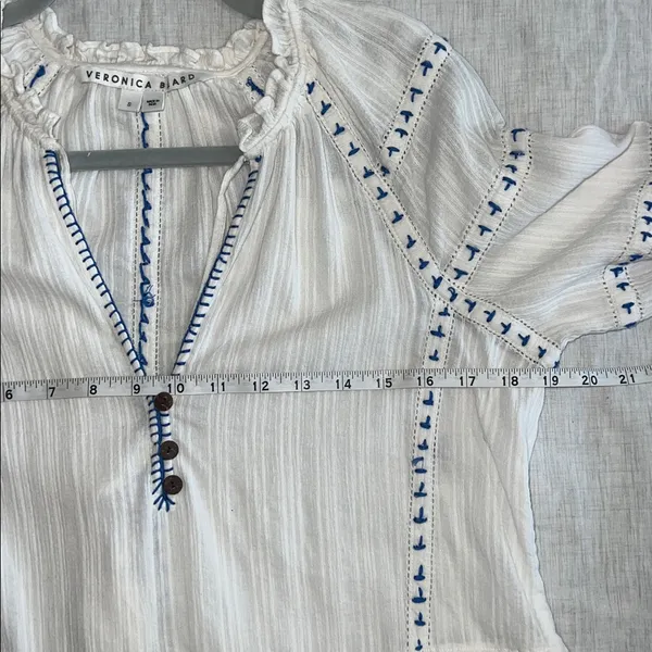 Veronica Beard Embroidered Mini Bobo Dress Gauze Cotton Sz Small‎ - Image 8