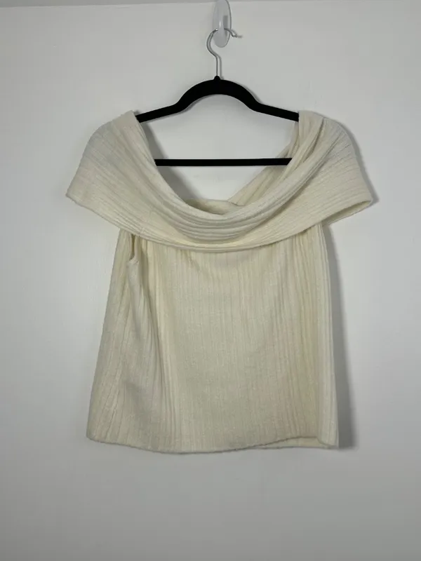 NEW Abercrombie &Fitch Ribbed Foldover Off-The-Shoulder Sweater Top Womens Large - Image 3