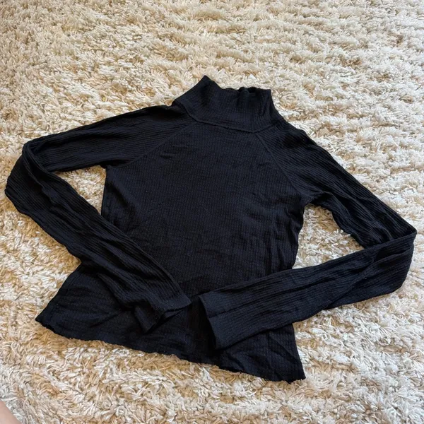 Free People Black Turtleneck Long Sleeve Top - Image 2