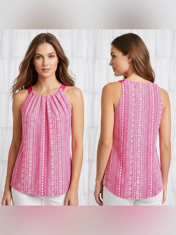 Banana Republic Women’s Pink Patterned Sleeveless Halter Top Size XS - Image 2
