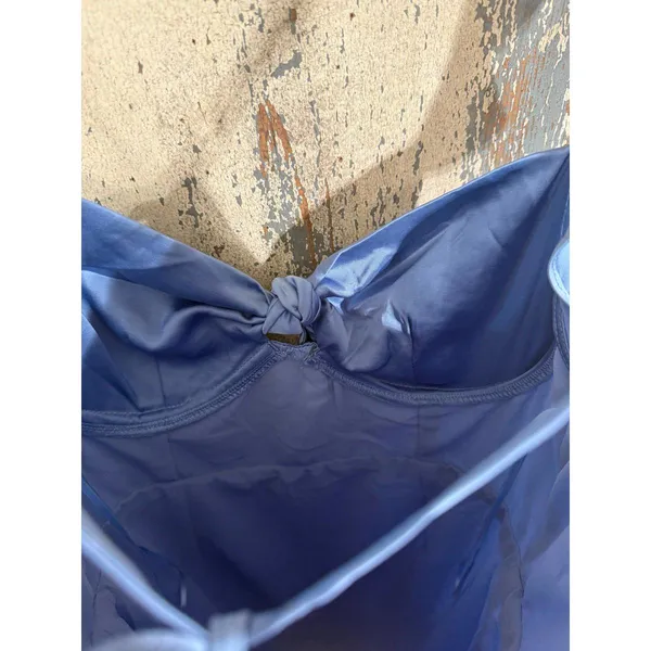 NWT ASTR The Label SKY BLUE Satin MARLA Flutter Sleeve BUST TIE Mini DRESS L - Image 6
