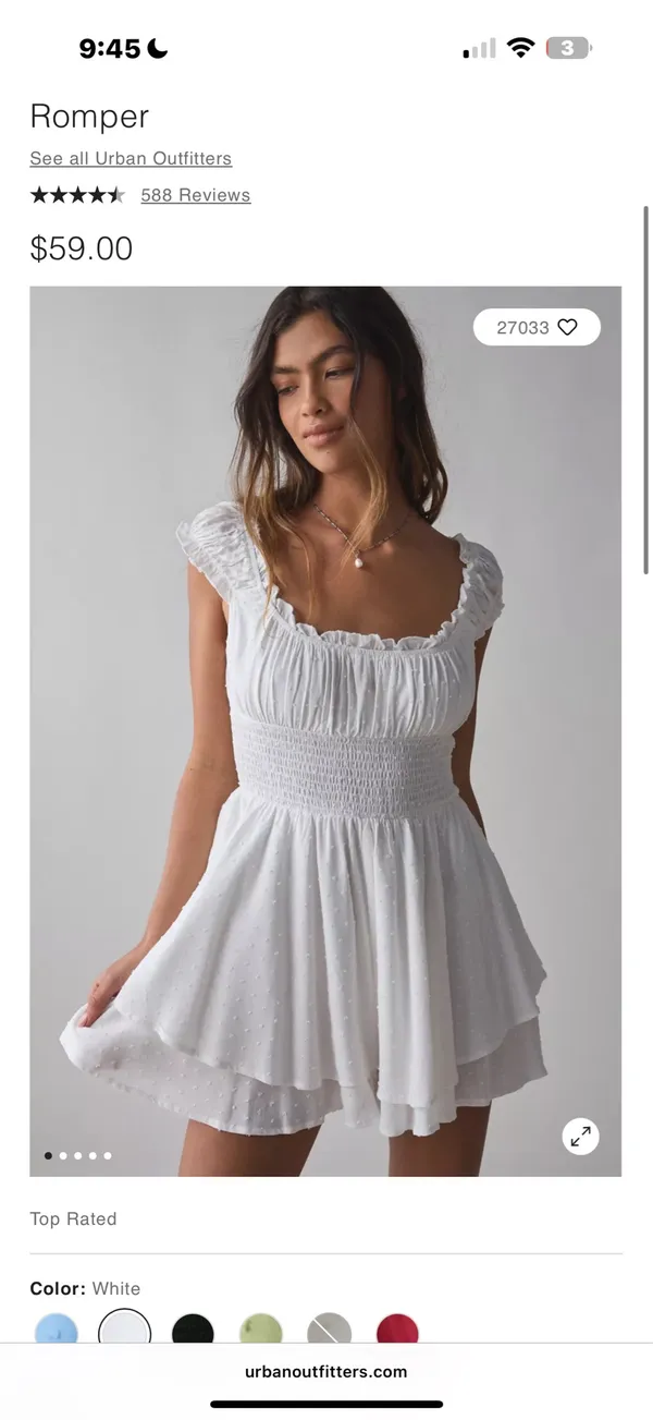 Smocked Mini Romper Dress Urban Outfitters - Image 3