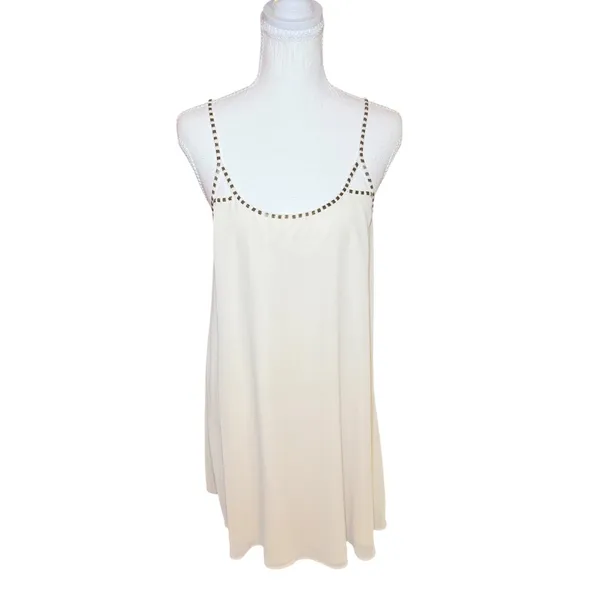 White Beaded Cage Back Mini Dress Womens Size Medium Cream‎ NWT Summer Cocktail - Image 4