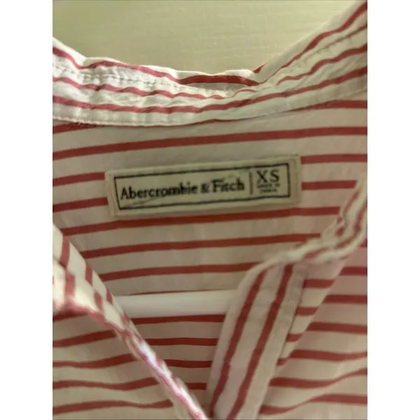 Abercrombie & Fitch Womens Sz XS White Red Stripe Pullover Button Front Shirt - Image 2
