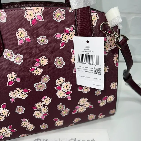 Kate Spade Deep Berry Floral Satchel - Image 6