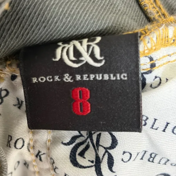 Rock & Republic Grey Gold Metallic Shimmer Skinny Jeans Womens‎ Size 8 - Image 7
