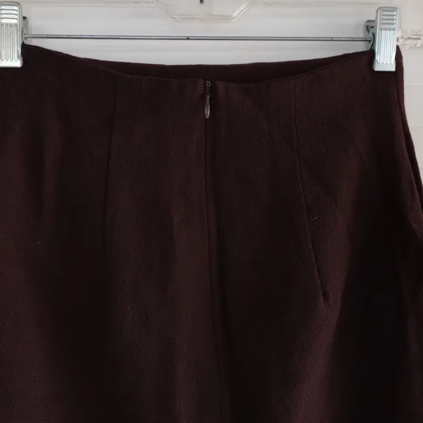 Chocolate Brown Vintage Wool Midi High Waisted Skirt - Image 5