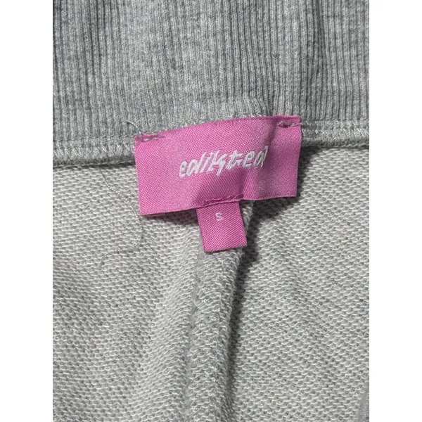 Edikted Wide Leg Sweatpants Heather Gray 06 Graphic Joggers Size Small - Image 4