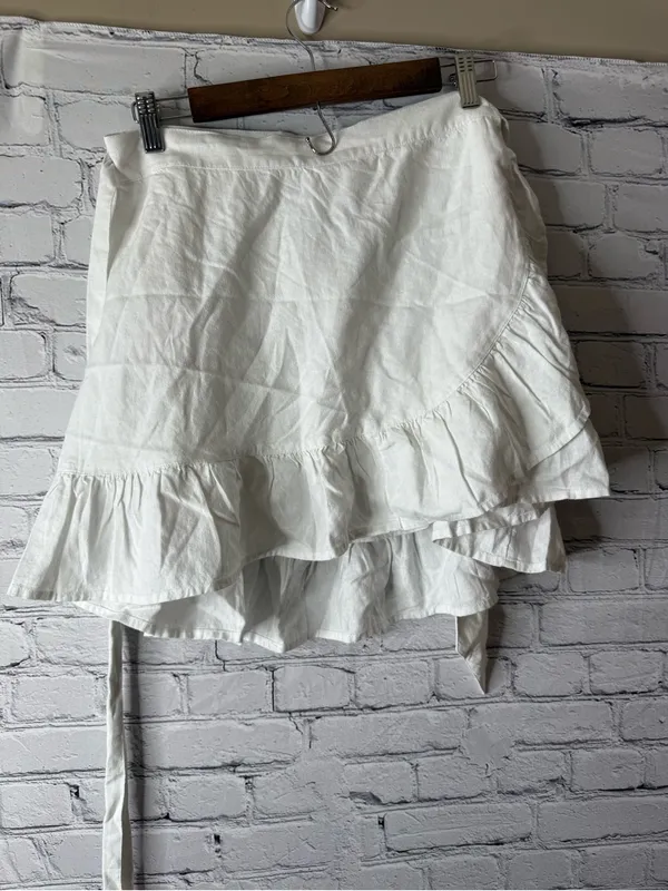 NWT aerie White Ruffled Wrap Skirt size large - Image 5