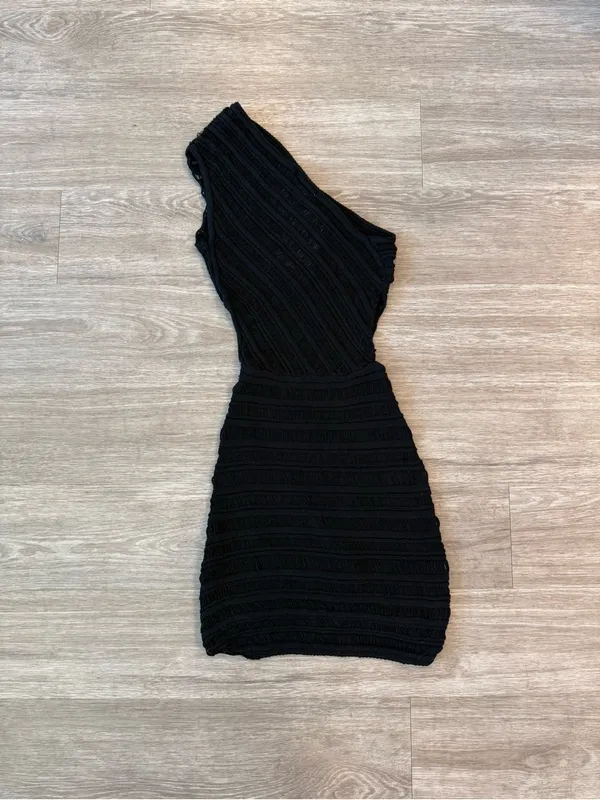 NWT Peppermayo Percilla Ladder Knit Mini Dress in Black, Size XS/S - Image 2