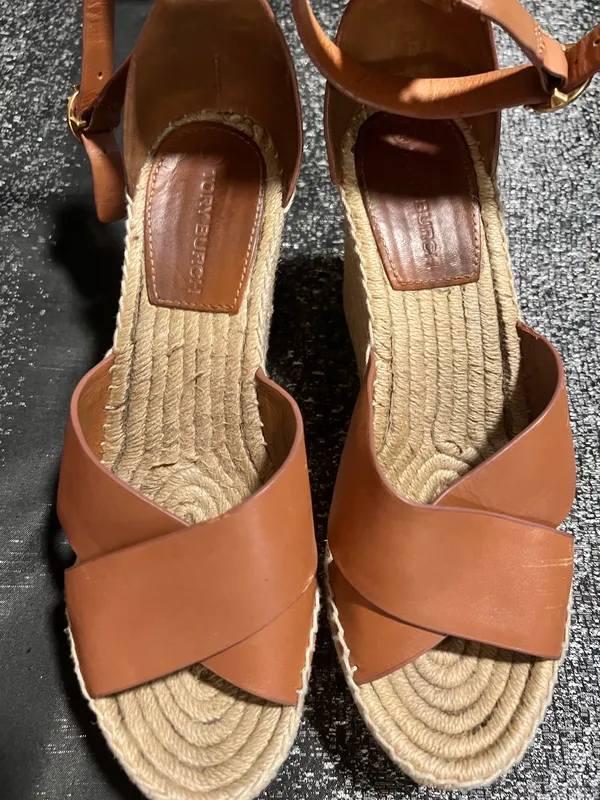Womens 8M Tory Burch Selby wedge espadrille sandal brown/jute-wrapped platform - Image 14